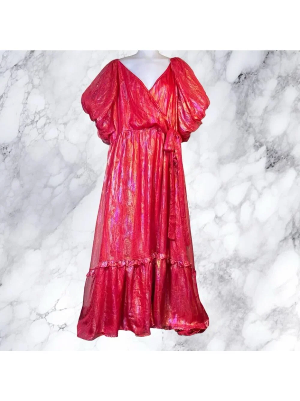 Jessakae Pixie Dress Plus Size in Red Holographic Oil Spill - Picture 4 of 12